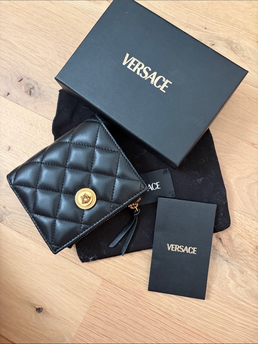 Versace Black Quilted Leather Wallet
